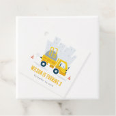 Dump Truck Construction Vehicle Kids Birthday Bedankjes Labels (In situ)