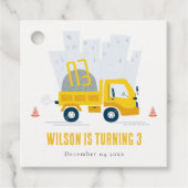 Dump Truck Construction Vehicle Kids Birthday Bedankjes Labels (Voorkant)