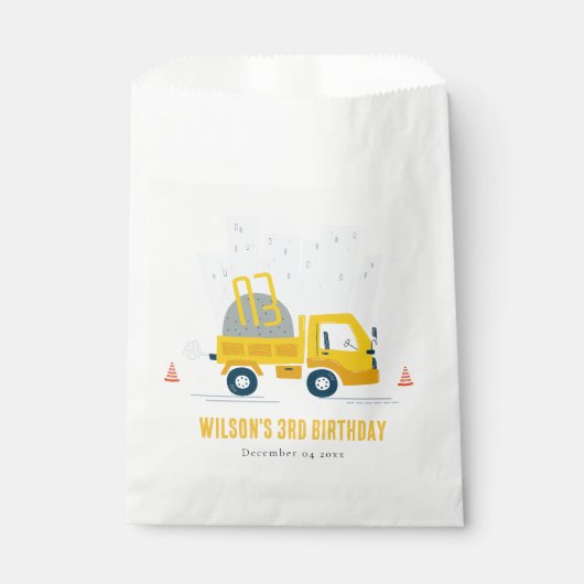 Dump Truck Construction Vehicle Kids Birthday Bedankzakje (Voorkant)