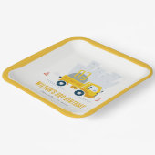 Dump Truck Construction Vehicle Kids Birthday Papieren Bordje (Gebogen)