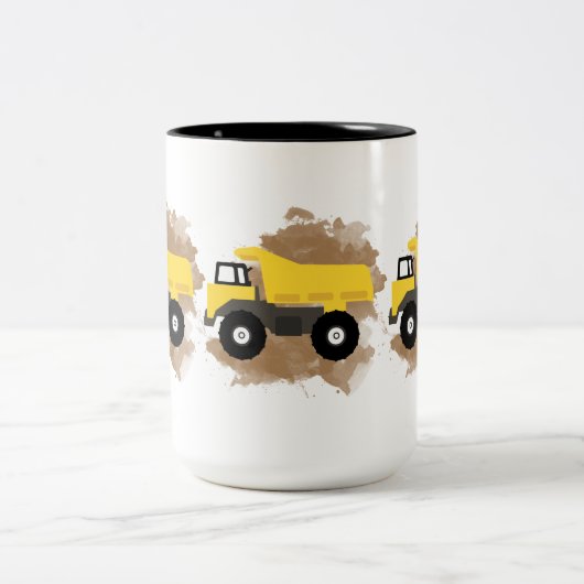 Dump Truck Construction Vehicle Mud Tweekleurige Koffiemok (Center)