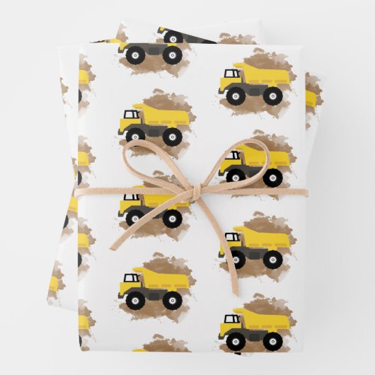 Dump Truck Construction Vehicle Mud Waterverf Inpakpapier Vel (In situ)