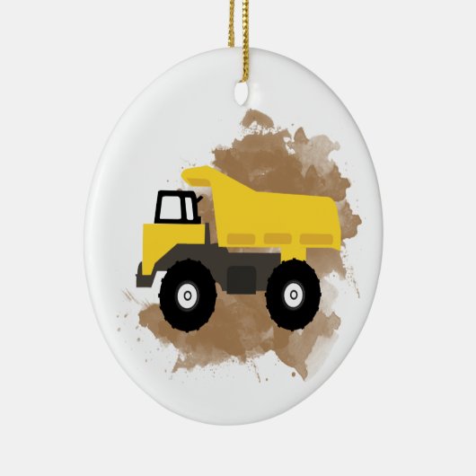 Dump Truck Construction Vehicle Mud Waterverf Keramisch Ornament (Rechts)