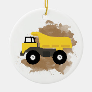 Dump Truck Construction Vehicle Mud Waterverf Keramisch Ornament