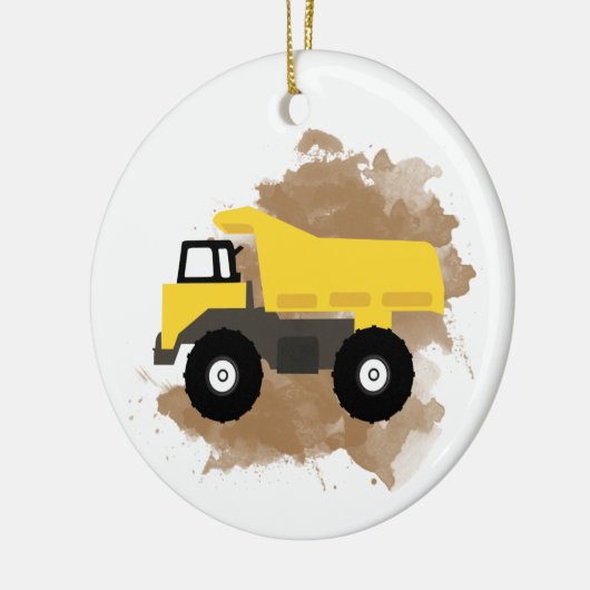 Dump Truck Construction Vehicle Mud Waterverf Keramisch Ornament (Links)