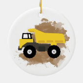 Dump Truck Construction Vehicle Mud Waterverf Keramisch Ornament (Achterkant)
