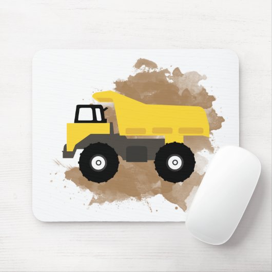 Dump Truck Construction Vehicle Mud Waterverf Muismat (Met muis)