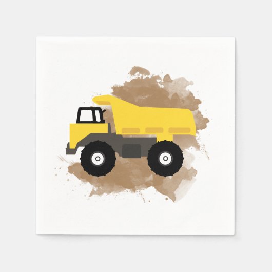 Dump Truck Construction Vehicle Mud Waterverf Servet (Voorkant)