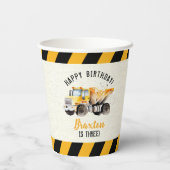 Dump Truck Construction Zone Birthday ballon Papieren Bekers (Achterkant)