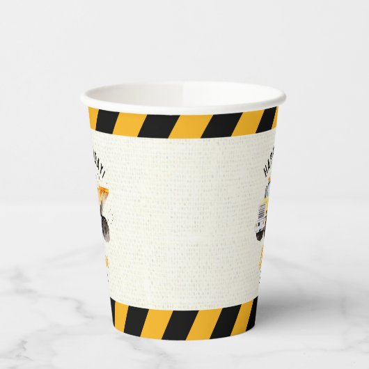 Dump Truck Construction Zone Birthday ballon Papieren Bekers (Links)