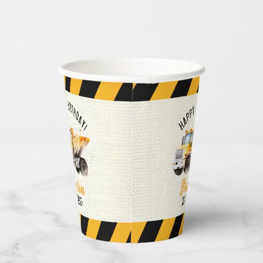 Dump Truck Construction Zone Birthday ballon Papieren Bekers (Rechts)