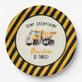 Dump Truck Construction Zone Birthday Paper Borden Papieren Bordje (Voorkant)