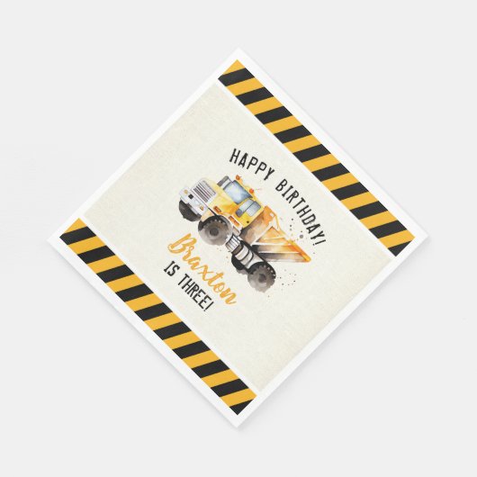 Dump Truck Construction Zone Verjaardag Papier Ser Servet (Hoek)