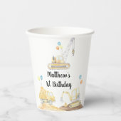 Dump Truck Digger Birthday Papieren Bekers (Voorkant)