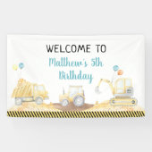 Dump Truck Digger Birthday Spandoek (Horizontaal)