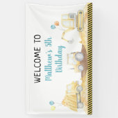 Dump Truck Digger Birthday Spandoek (Verticaal)