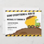 Dump Truck & Dirt Construction Zone Birthday Kaart (Voorkant)