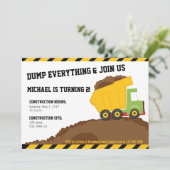 Dump Truck & Dirt Construction Zone Birthday Kaart (Staand voorkant)