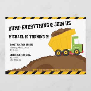 Dump Truck & Dirt Construction Zone Birthday Kaart