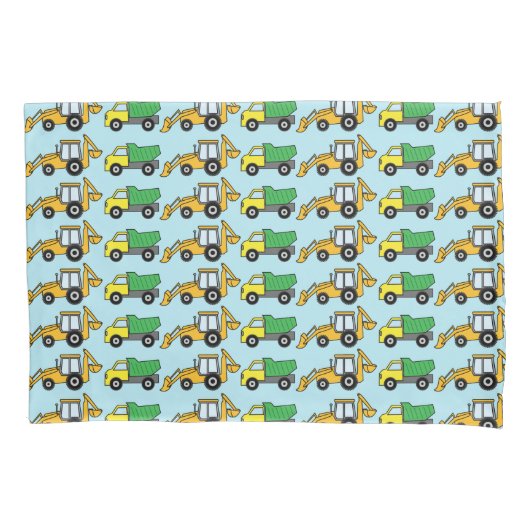 Dump Truck en Backhoe Pattern Kussensloop (Voorkant)