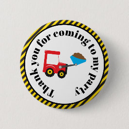 Dump Truck en Digger "Bedankt voor je komst" Ronde Button 5,7 Cm