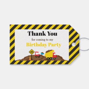 Dump Truck en Digger Gift Bag Label Cadeaulabel