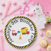 Dump Truck en Digger Papieren Bordje (Feest)