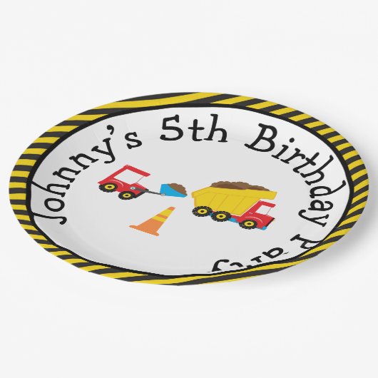 Dump Truck en Digger Papieren Bordje (Gekanteld)