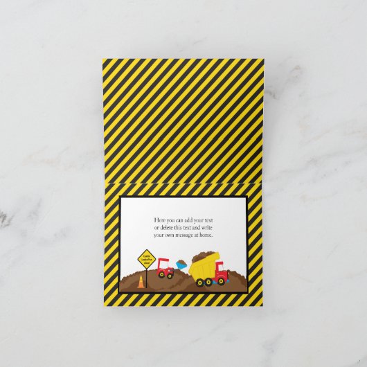 Dump Truck en Digger Verjaardag Dank u Bedankkaart (Binnen)