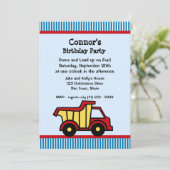 Dump Truck en Pin Stripe verjaardagsfeestje Kaart (Staand voorkant)