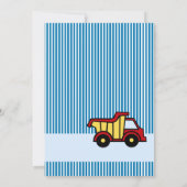 Dump Truck en Pin Stripe verjaardagsfeestje Kaart (Achterkant)