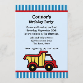 Dump Truck en Pin Stripe verjaardagsfeestje Kaart