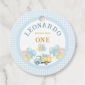 Dump Truck First Birthday Boy Bedankjes Labels (Voorkant)