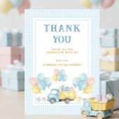 Dump Truck First Birthday Boy Bedankkaart