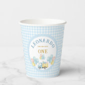 Dump Truck First Birthday Boy Papieren Bekers (Achterkant)