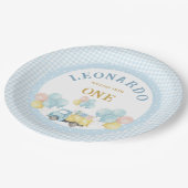 Dump Truck First Birthday Boy Papieren Bordje (Gekanteld)