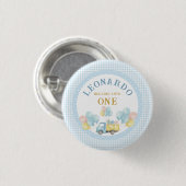 Dump Truck First Birthday Boy Ronde Button 3,2 Cm (Voorkant /achterkant)