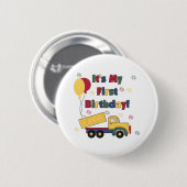 Dump Truck First Birthday Ronde Button 5,7 Cm (Voorkant /achterkant)
