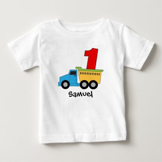 Dump Truck First Birthday Tshirts op maat (Voorkant)