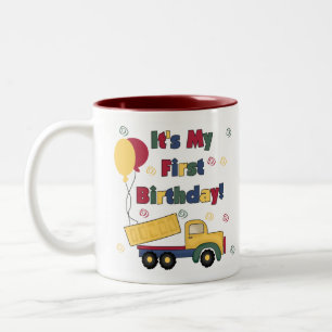 Dump Truck First Birthday Tweekleurige Koffiemok