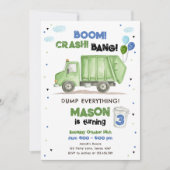 Dump Truck Green Garbage Truck Boy Birthday Kaart (Voorkant)