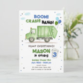 Dump Truck Green Garbage Truck Boy Birthday Kaart (Staand voorkant)