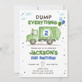 Dump Truck Green Garbage Truck Boy Birthday Kaart (Voorkant)