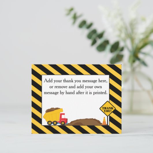 Dump Truck Hartelijk dank Bedankkaart (Staand voorkant)