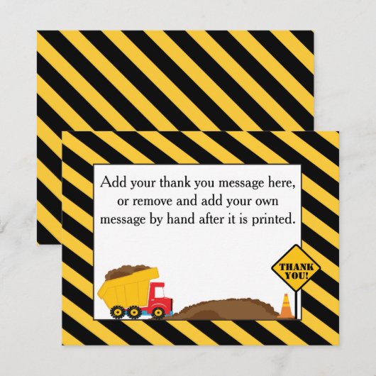 Dump Truck Hartelijk dank Bedankkaart (Voorkant / Achterkant)