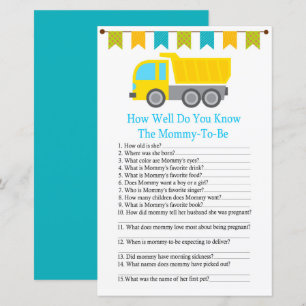Dump truck hoe goed je baby shower game kent