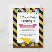 Dump Truck In Bouw Verjaardagsfeest Kaart (Voorkant)