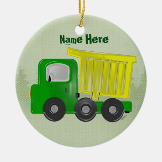 Dump Truck Kerstannament (personaliseren) Keramisch Ornament (Voorkant)
