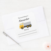 Dump Truck kinderboekenplaat met bericht Vierkante Sticker (Envelop)