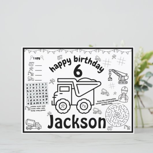 Dump Truck-kleurstof, activiteitenblad voor vracht (Staand voorkant)